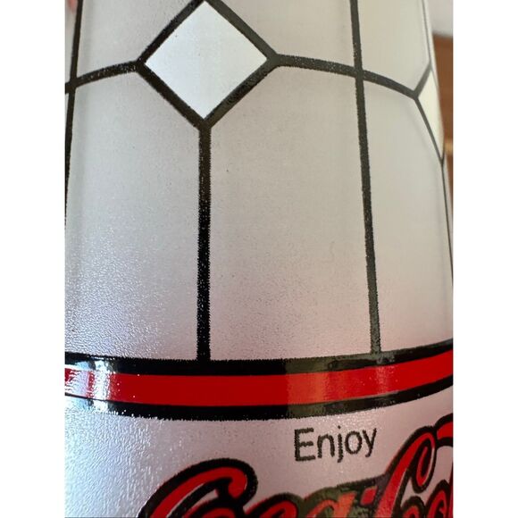 Coca Cola vintage 90s glasses floral tumbler stained glass etching frosted Tiffa - Picture 5 of 5